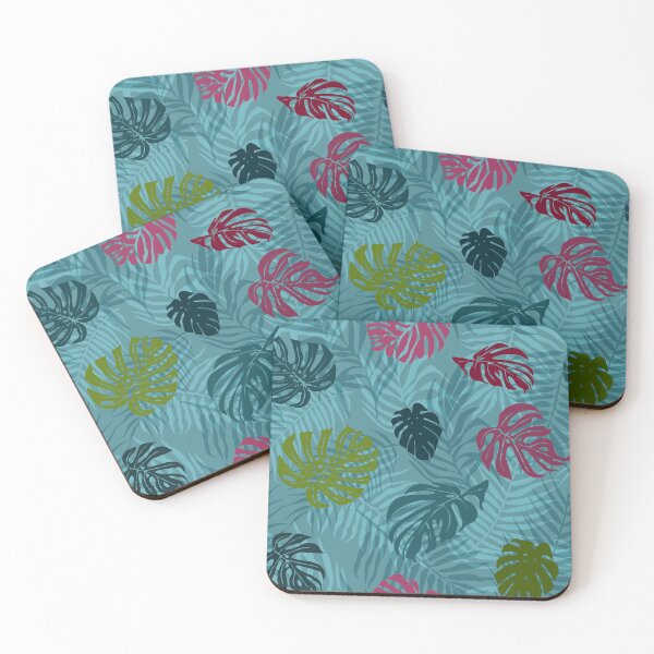 Item preview, Vibrant Tropical Leaf Pattern with Teal Background designed and sold by Nouveaupattern.