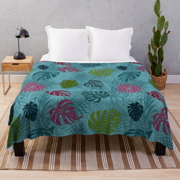 Item preview, Vibrant Tropical Leaf Pattern with Teal Background designed and sold by Nouveaupattern.