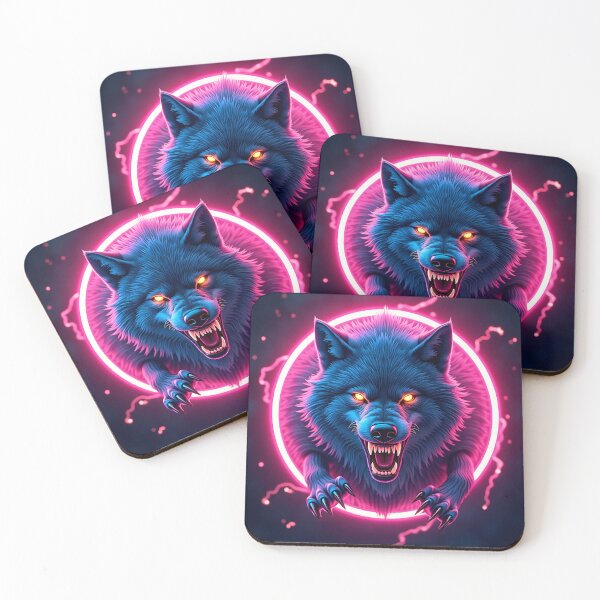 Item preview, Neon Fury – Electrifying Cyber Wolf with Glowing Eyes designed and sold by FusionCipher.