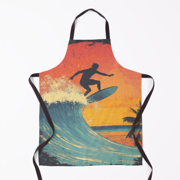 Item preview, Retro Surfer Catching a Wave at Sunset designed and sold by AchaRat.