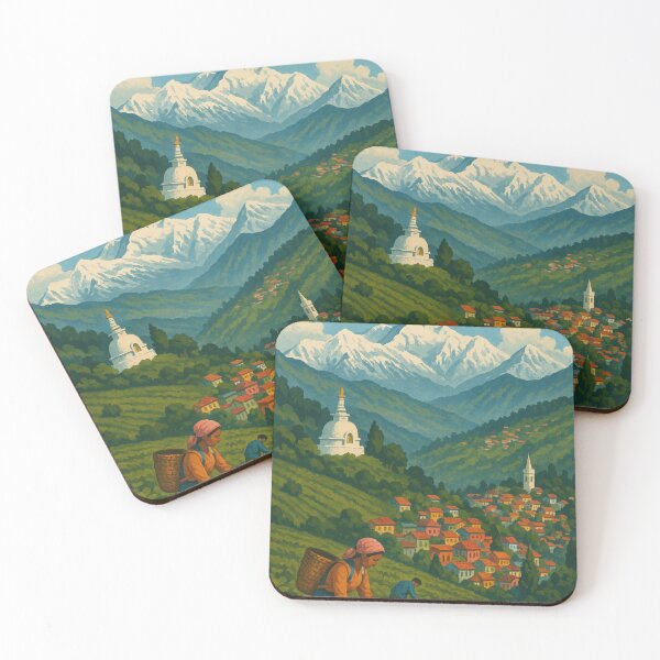 Item preview, Tea Pickers in Darjeeling Hills with Himalayan Mountains designed and sold by Places On Earth.