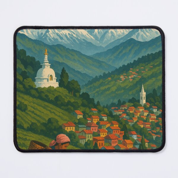 Item preview, Tea Pickers in Darjeeling Hills with Himalayan Mountains designed and sold by Places On Earth.
