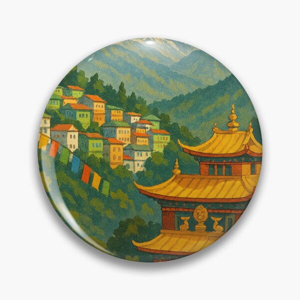 Item preview, Gangtok Monastery with Prayer Flags and Eastern Himalayan View designed and sold by Places On Earth.
