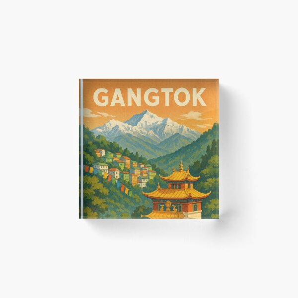 Item preview, Gangtok Monastery with Prayer Flags and Eastern Himalayan View designed and sold by Places On Earth.