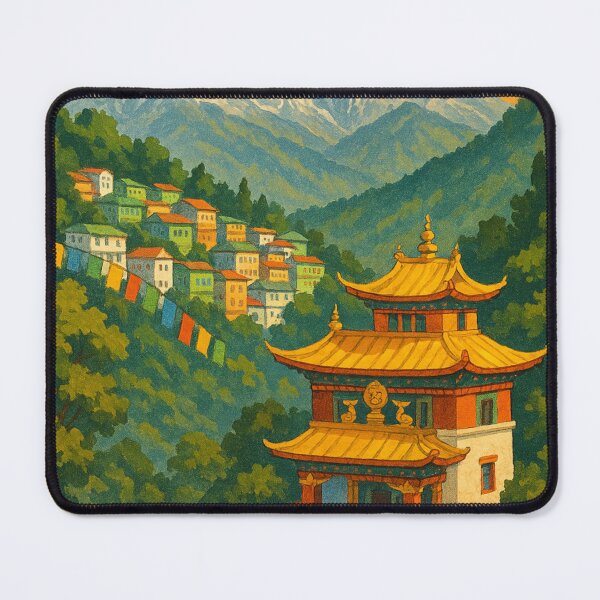Item preview, Gangtok Monastery with Prayer Flags and Eastern Himalayan View designed and sold by Places On Earth.