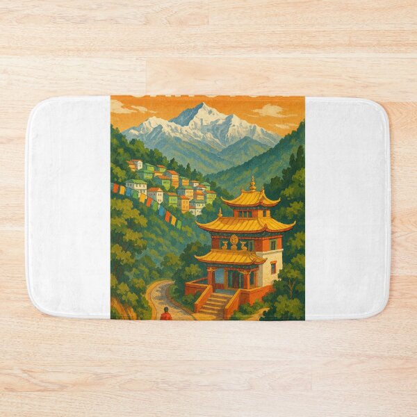 Item preview, Gangtok Monastery with Prayer Flags and Eastern Himalayan View designed and sold by Places On Earth.