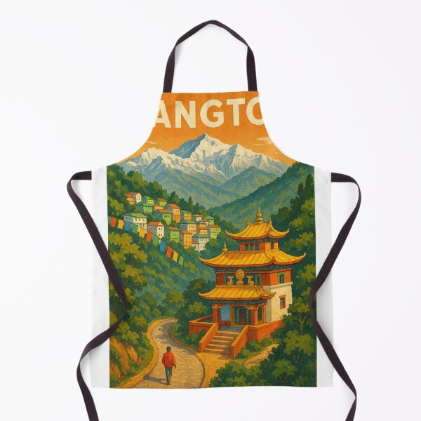 Item preview, Gangtok Monastery with Prayer Flags and Eastern Himalayan View designed and sold by Places On Earth.