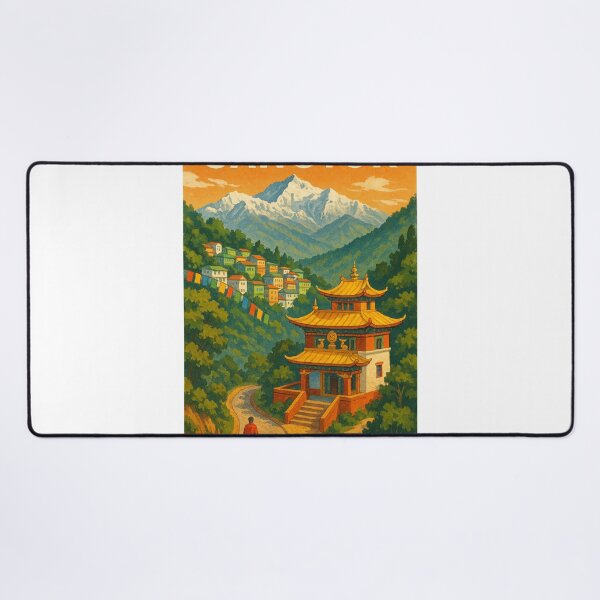 Item preview, Gangtok Monastery with Prayer Flags and Eastern Himalayan View designed and sold by Places On Earth.
