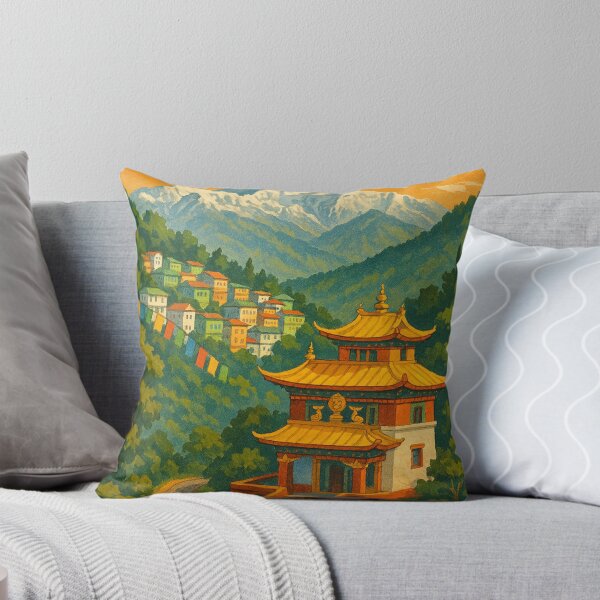 Item preview, Gangtok Monastery with Prayer Flags and Eastern Himalayan View designed and sold by Places On Earth.