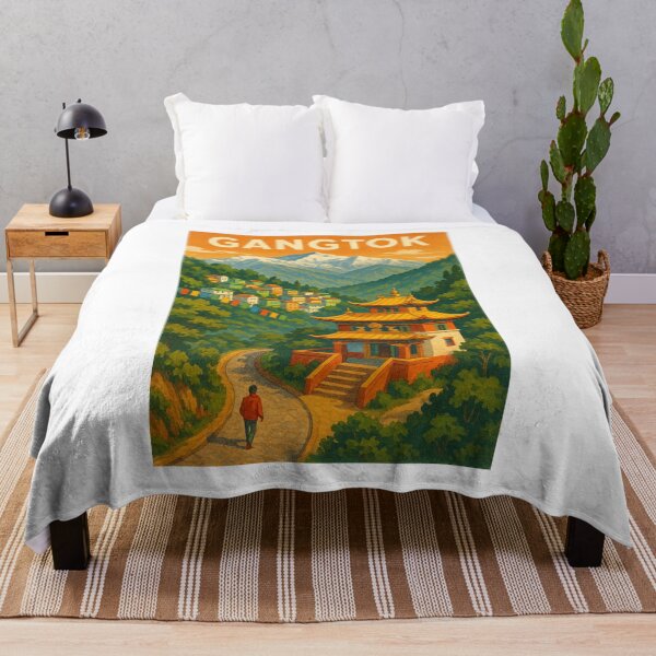 Item preview, Gangtok Monastery with Prayer Flags and Eastern Himalayan View designed and sold by Places On Earth.