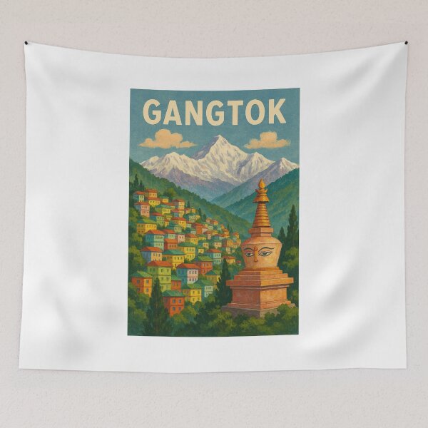 Item preview, Gangtok Stupa with Prayer Flags and Eastern Himalayan View designed and sold by Places On Earth.