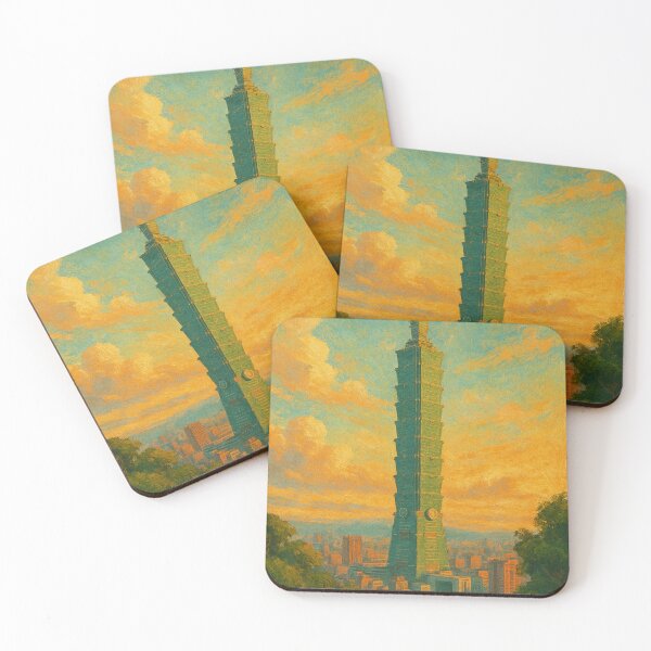 Item preview, Taipei 101 Tower at Sunset with City Skyline and Forest Framing designed and sold by Places On Earth.