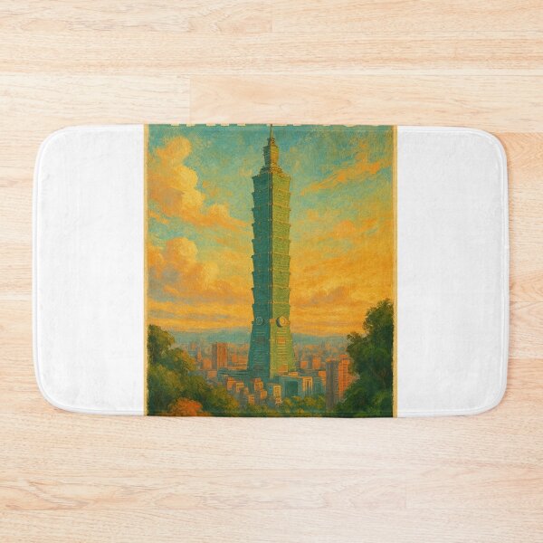 Item preview, Taipei 101 Tower at Sunset with City Skyline and Forest Framing designed and sold by Places On Earth.