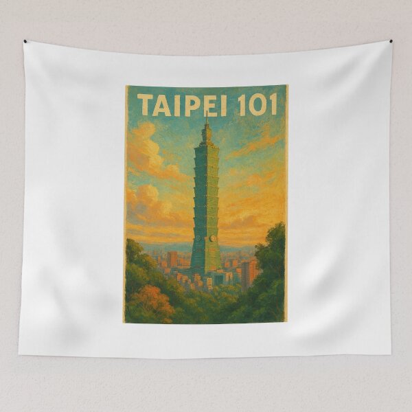 Item preview, Taipei 101 Tower at Sunset with City Skyline and Forest Framing designed and sold by Places On Earth.