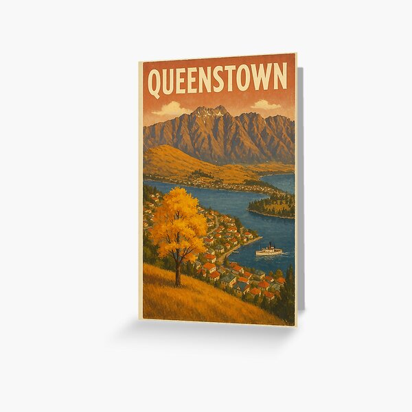 Item preview, Autumn View of Queenstown Lakeside with Steamboat and Mountains designed and sold by placesonearth.