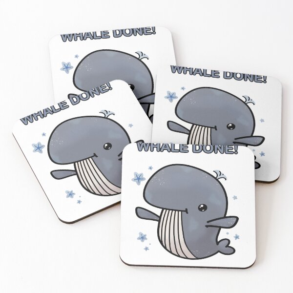 Item preview, Whale Done! designed and sold by Cute & Funny Hand-Drawn Prints | Happy Doodle Friends Shop.