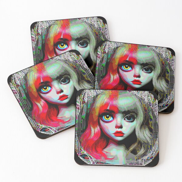 Item preview, glitch art 2025 march 15th tileartwork big eyed girl designed and sold by tileartwork.