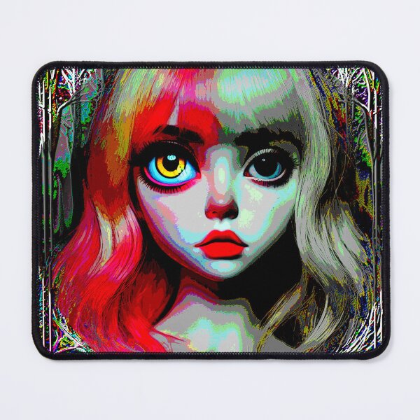 Item preview, glitch art 2025 march 15th tileartwork big eyed girl designed and sold by tileartwork.