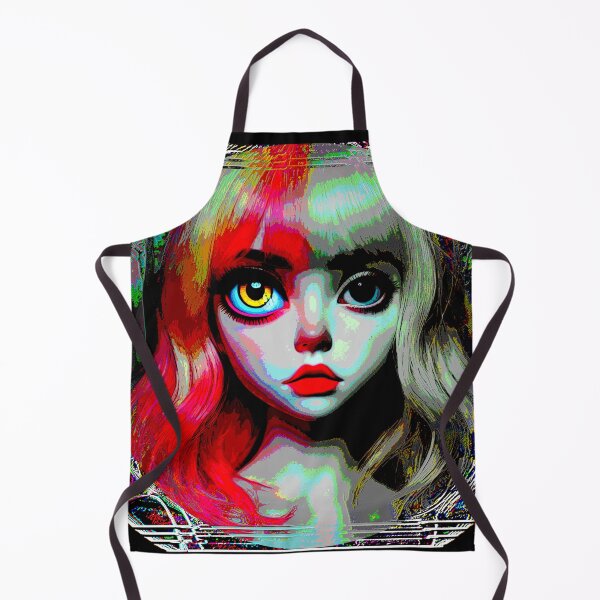 Item preview, glitch art 2025 march 15th tileartwork big eyed girl designed and sold by tileartwork.