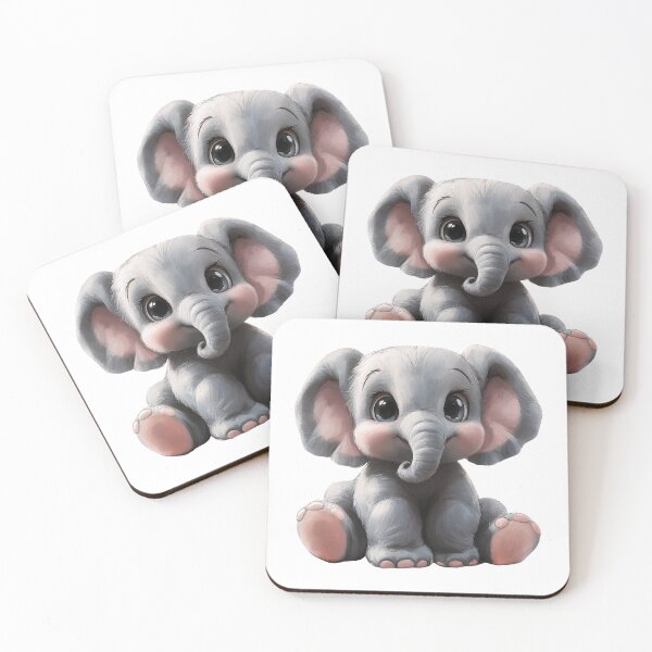 Item preview, Sweet Baby Elephant Cartoon - Big Eyed Cute Jungle Animal Art designed and sold by Art of Ngu.