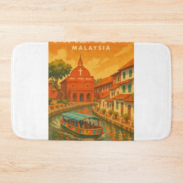 Item preview, Malacca River Scene with Christ Church and Colorful Boat, Malaysia designed and sold by Places On Earth.
