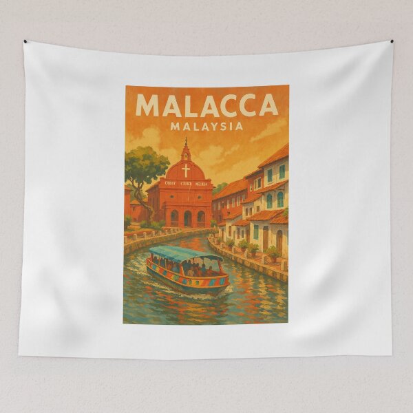 Item preview, Malacca River Scene with Christ Church and Colorful Boat, Malaysia designed and sold by Places On Earth.