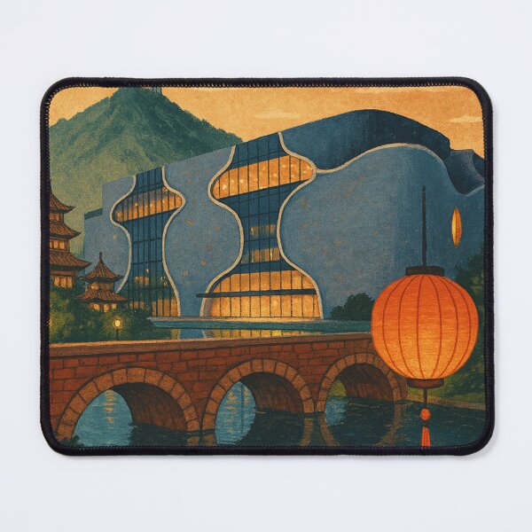 Item preview, Taichung National Theater and Lanterns with Sunset Sky, Taiwan designed and sold by Places On Earth.