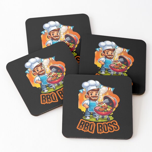 Item preview, BBQ Boss - Funny Cartoon Chef Grilling Meat and Vegetables designed and sold by Psycho-Crazy.