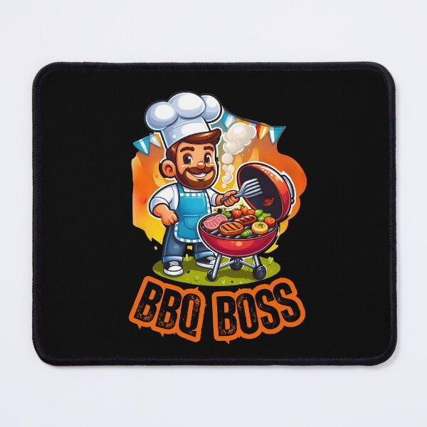Item preview, BBQ Boss - Funny Cartoon Chef Grilling Meat and Vegetables designed and sold by Psycho-Crazy.