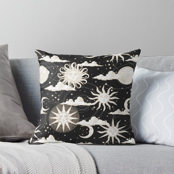 Mystical Design - Sun & Moon Throw Pillow