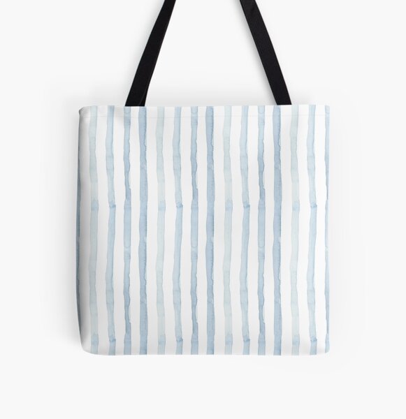 Blue Stripes - Watercolor All Over Print Tote Bag