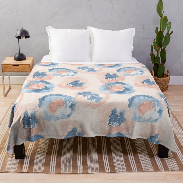 Blue and Pink Florals Throw Blanket
