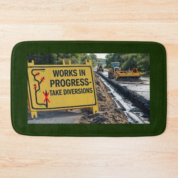 Item preview, Making fun of work delays - Work in progress, take diversions but diversions are too many designed and sold by PunArtistry.