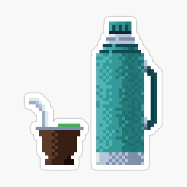 Item preview, Mate and thermos in pixel art style designed and sold by estudiomortero.