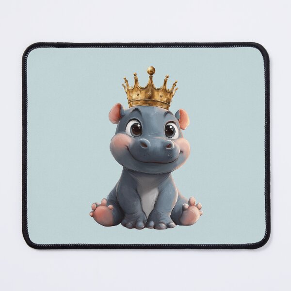 Item preview, Royal Baby Hippo with Crown – Cute King Animal Illustration designed and sold by Art of Ngu.
