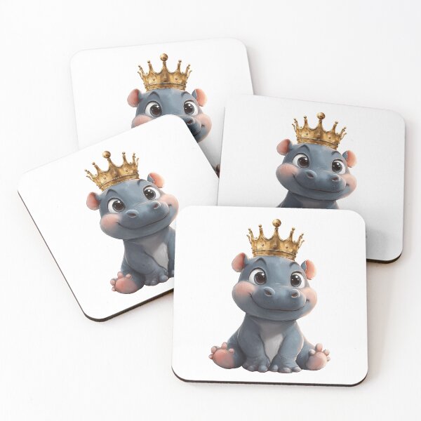 Item preview, Royal Baby Hippo with Crown – Cute King Animal Illustration designed and sold by Art of Ngu.