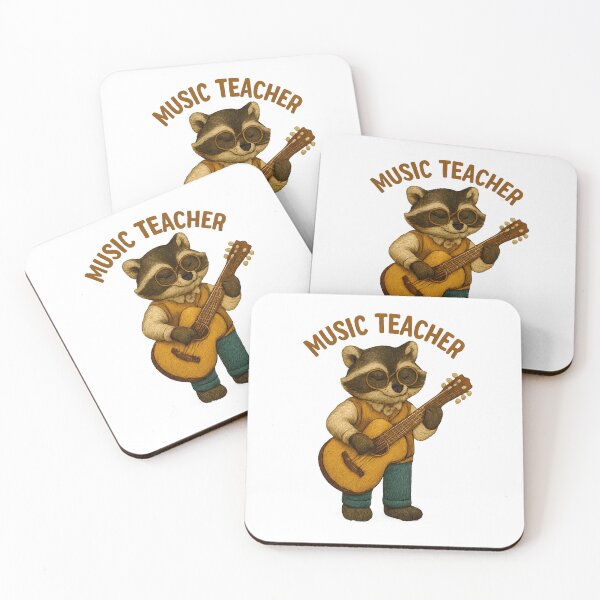 Item preview,  Embroidered Raccoon Music Teacher with Guitar Sticker designed and sold by #Adulting Central.
