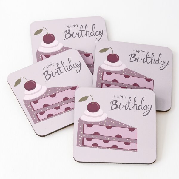 Item preview, Happy Birthday card design with Slice of Cherry Cake designed and sold by AlginaPugachova.