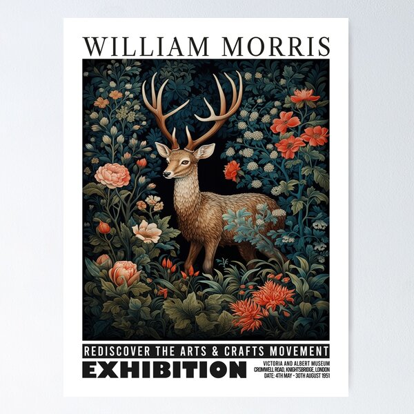 Artikel-Vorschau von William Morris Deer – Blühende Eleganz im Wald, designt und verkauft von MidCenturyStore.