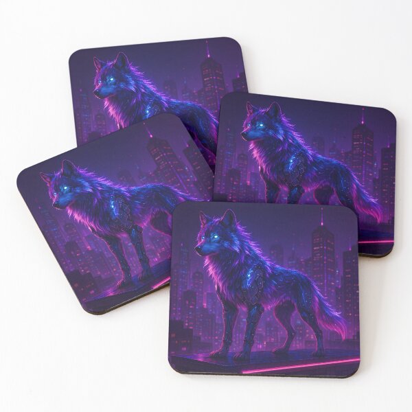 Item preview, Cyberpunk Wolf – Neon Glow Artwork designed and sold by Pixel Paws & Plays.