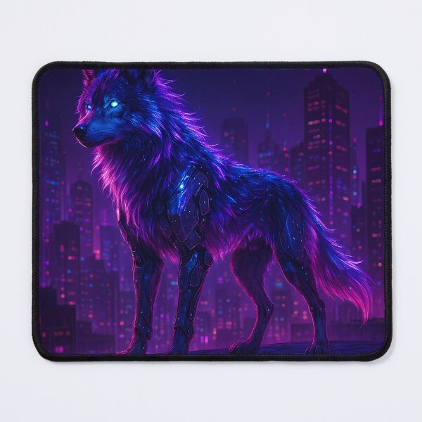 Item preview, Cyberpunk Wolf – Neon Glow Artwork designed and sold by Pixel Paws & Plays.