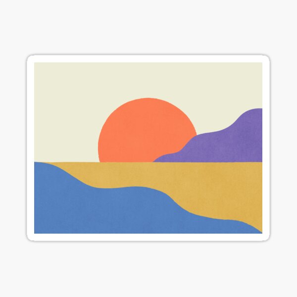 Sunset Island - Orange Blue Sticker