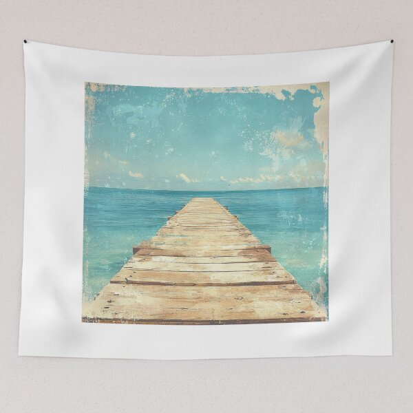 Item preview, Vintage Wooden Pier Extending into Crystal Clear Ocean designed and sold by AchaRat.