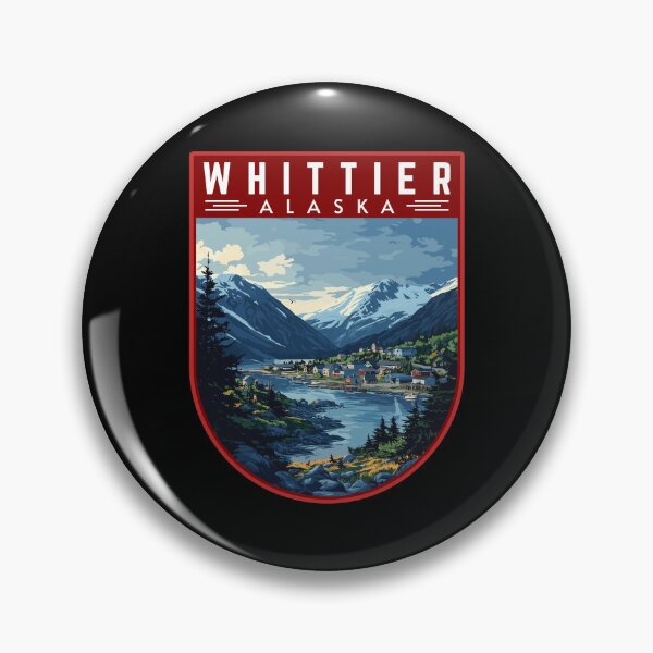 Artikelvorschau, Whittier in Alaska, USA Vintage Reisekunst Abzeichen entworfen und verkauft von MaateoDesign.