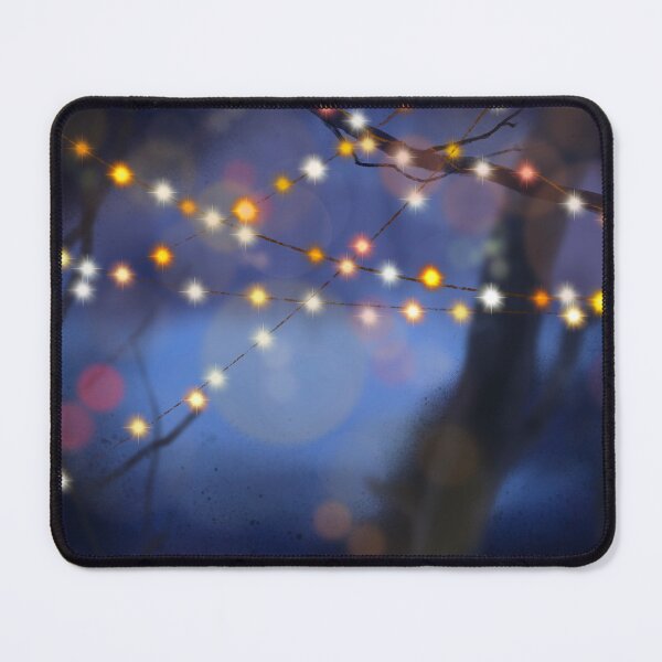 Artikelvorschau, Procreate gezeichnete Lichter auf blauem Hintergrund – Festliche, warme Atmosphäre für Weihnachten und mehr entworfen und verkauft von Nadja Leutloff.