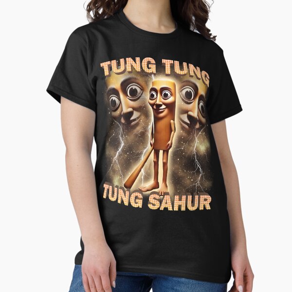 Vista previa del artículo con la obra «Tung Tung Tung Sahur Meme Gracioso», diseñado y vendido por MemishDesign.