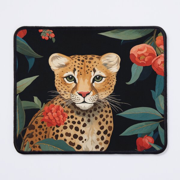 Item preview, William Morris Style Leopard Art – Botanical Jungle Cat Illustration designed and sold by MidCenturyStore.