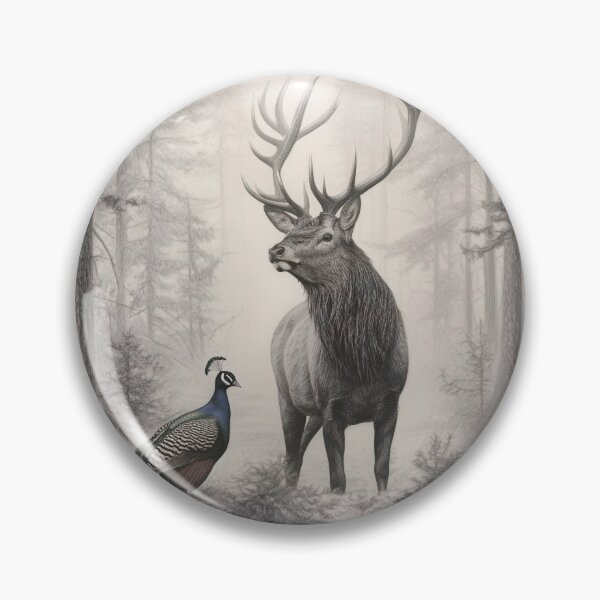 Item preview, Realistic Stag and deer pencil drawing designed and sold by Pencil-Art.