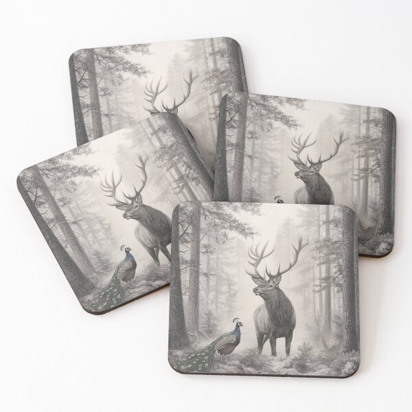 Item preview, Realistic Stag and deer pencil drawing designed and sold by Pencil-Art.