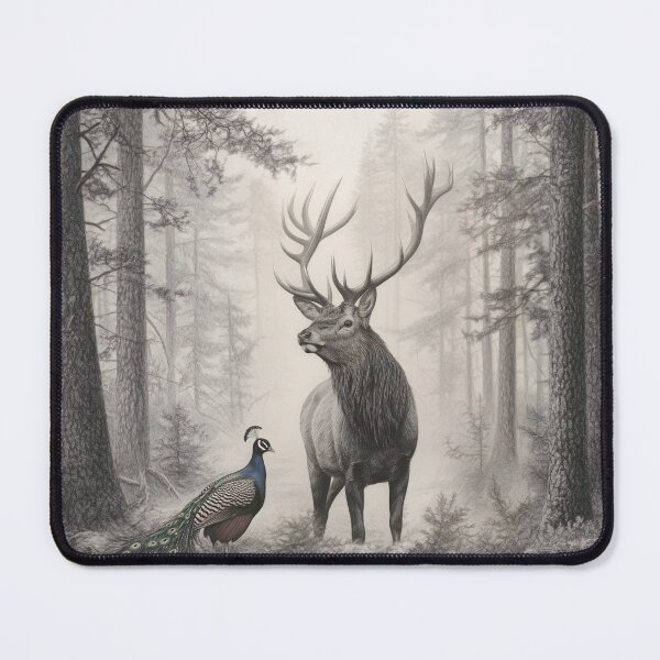 Item preview, Realistic Stag and deer pencil drawing designed and sold by Pencil-Art.